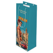 Vintages Spanien Geschenktüte Für Weinflaschen (Vorderseite Schrägansicht)