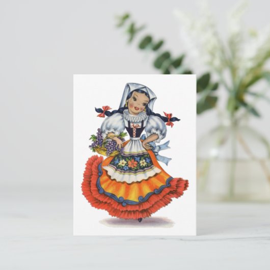 Vintages Spanisch Girl Traditionskleid Postcard Postkarte (Stehend Vorderseite)