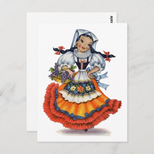 Vintages Spanisch Girl Traditionskleid Postcard Postkarte (Vorne/Hinten)