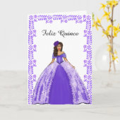 Vintages Spanisch Lila Quinceanera Kleid Geburtsta Karte (Gelbe Blume)