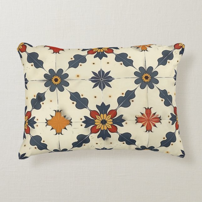 Vintages Spanisches Fliesenmuster Dekokissen (Vorderseite)