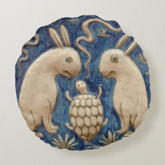 Vintages Spanisches Kaninchen Rundes Kissen (Rückseite)