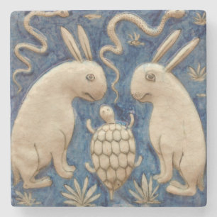 Vintages Spanisches Kaninchen Steinuntersetzer