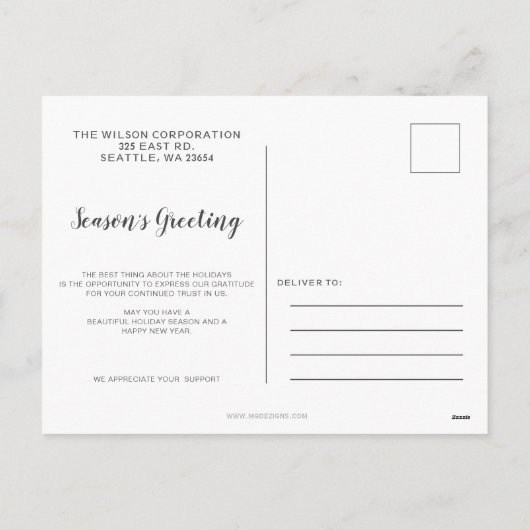 Vintages Sparkling Weihnachtsbaumunternehmen Feiertagspostkarte (Rückseite)