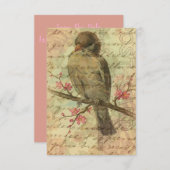 Vintages Sparrow-Rosa Save the Date zum Hochzeitsf (Vorne/Hinten)