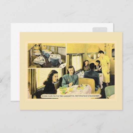 Vintages Speisewagen mit Streamlinerzug Postkarte (Vorne/Hinten)