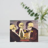 Vintages spielendes Skelett-Poker-Party Einladung (Stehend Vorderseite)