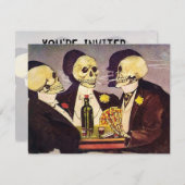 Vintages spielendes Skelett-Poker-Party Einladung (Vorne/Hinten)