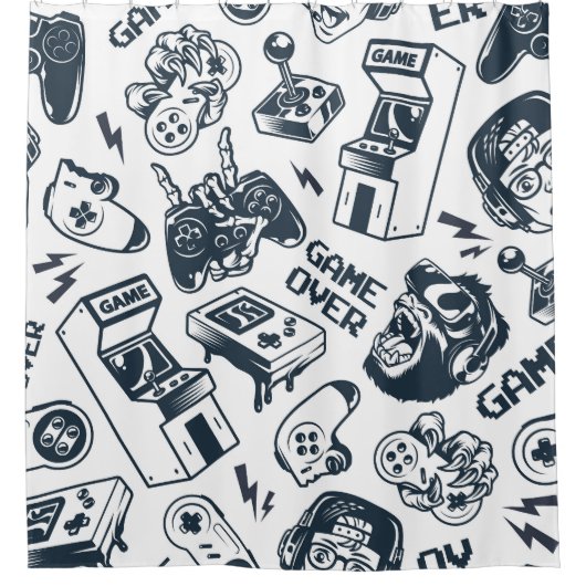 Vintages Spielmuster rückwärts. Duschvorhang (Vorderseite)