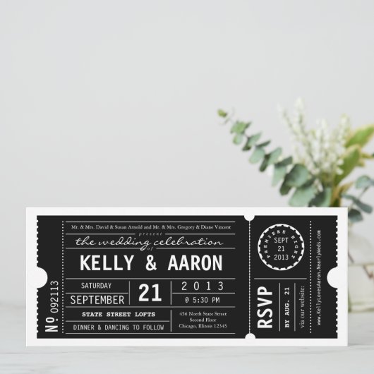 Vintages Spielplaner Einladung Hochzeit (Stehend Vorderseite)