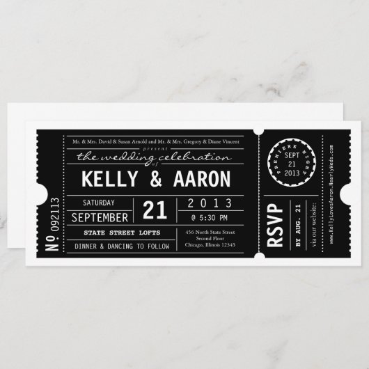 Vintages Spielplaner Einladung Hochzeit (Vorne/Hinten)