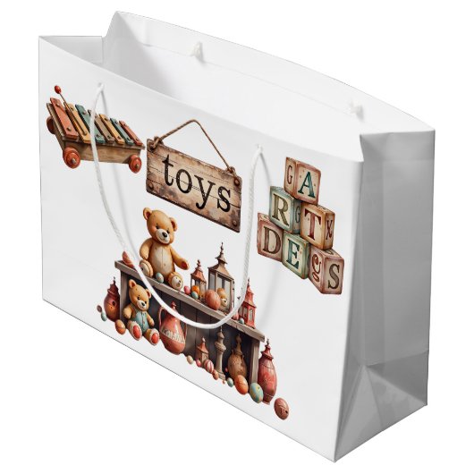 Vintages Spielzeug Große Geschenktüte (Rückseite Schrägansicht)