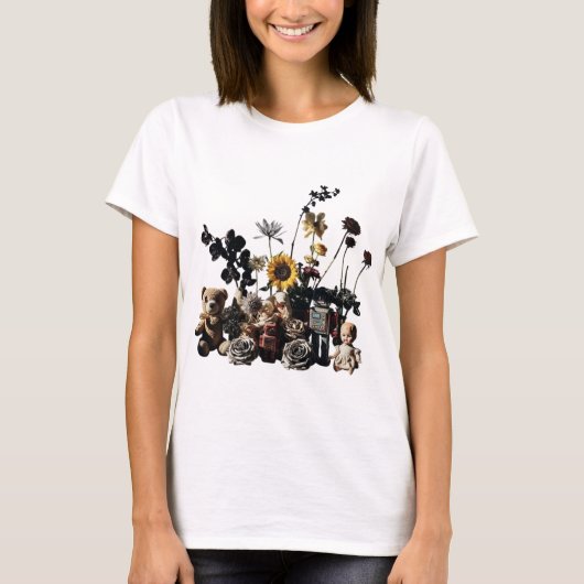 Vintages Spielzeug und Blume im Leben T-Shirt (Vorderseite)