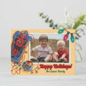 Vintages Spielzeug Weihnachtsfotokarten Einladung (Stehend Vorderseite)