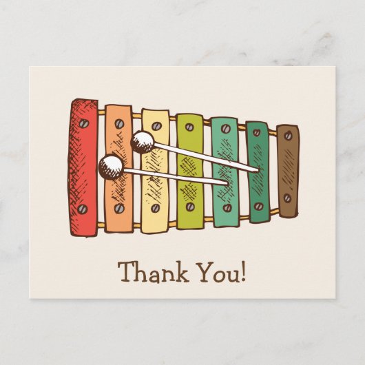 Vintages Spielzeug Xylophone Babydusche Postkarte (Vorderseite)