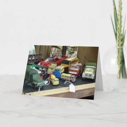 Vintages Spielzeug zum Verkauf Karte (Vorderseite)