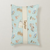 Vintages Spielzeugmuster Aquamarin Akzent Kissen (Vorderseite(Vertikal))