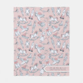 Vintages Spielzeugmuster Rosa/Grau ID783 Fleecedecke (Vorderseite)