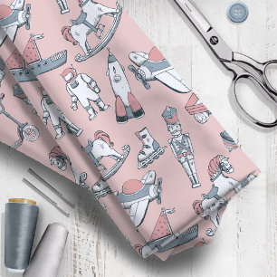 Vintages Spielzeugmuster Rosa/Grau ID783 Stoff