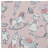 Vintages Spielzeugmuster Rosa/Grau ID783 Stoff (Muster)