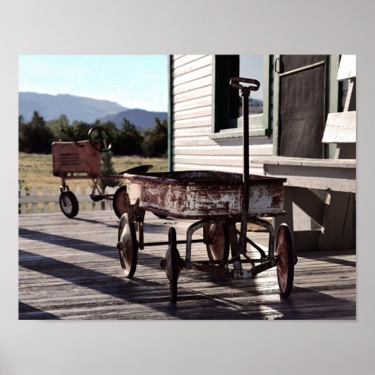 Vintages Spielzeugwagen und Traktor Poster (Vorne)