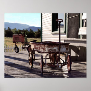 Vintages Spielzeugwagen und Traktor-Tricycle Poster