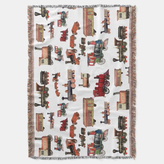 Vintages Spielzeugzug-Muster Decke (Vorderseite Vertikal)