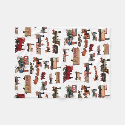 Vintages Spielzeugzug-Muster Fleecedecke (Vorderseite (Horizontal))