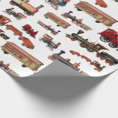 Vintages Spielzeugzug-Muster Geschenkpapier (Ecke)