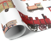 Vintages Spielzeugzug-Muster Geschenkpapier (Rolleneckpunkt)