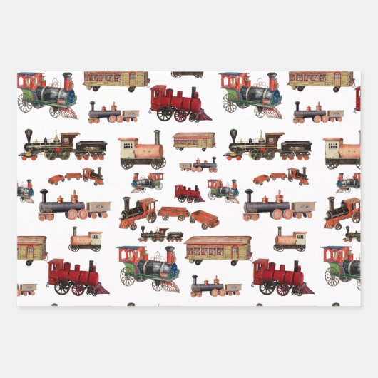 Vintages Spielzeugzug-Muster Geschenkpapier Set (Vorderseite 2)