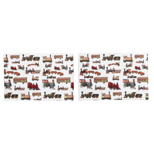 Vintages Spielzeugzug-Muster Kissenbezug (Vorderseite-Set)