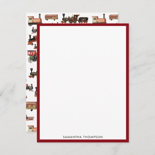 Vintages Spielzeugzug-Muster Mitteilungskarte (Vorne/Hinten)