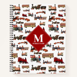 Vintages Spielzeugzug - Muster-Monogramm Notizblock
