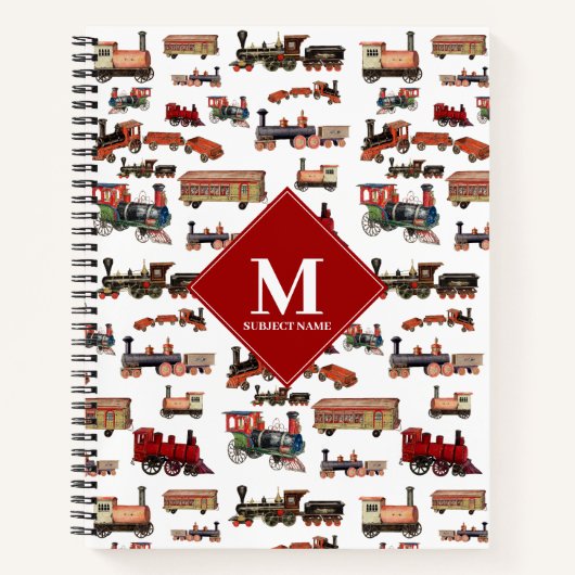 Vintages Spielzeugzug - Muster-Monogramm Notizblock (Vorderseite)