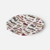 Vintages Spielzeugzug-Muster Pappteller (Schrägansicht)