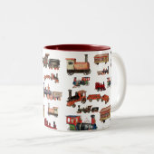 Vintages Spielzeugzug-Muster Zweifarbige Tasse (VorderseiteRechts)