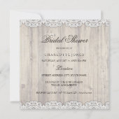 Vintages Spitzen-Bow und rustikales Holz-Brautpart Einladung (Rückseite)