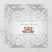 Vintages Spitzen Brautparty Tee Party Einladung (Vorne/Hinten)