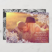 Vintages Spitzen-Foto Ankündigung Datum freihalten (Vorne/Hinten)