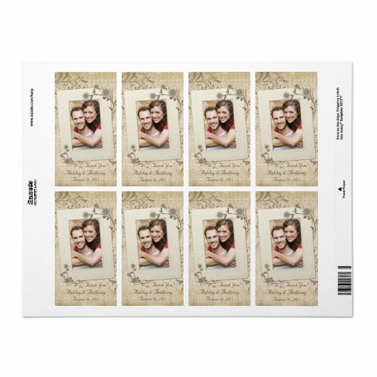 Vintages Spitzen-Foto Hochzeitswein Flasche (Vorne)