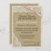 Vintages Spitzen- und rosa Bow-Brautparty Einladung (Vorne/Hinten)