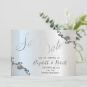 Vintages Spitzengrenzsilber Save the Date (Stehend Vorderseite)