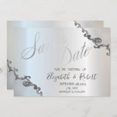 Vintages Spitzengrenzsilber Save the Date (Vorne/Hinten)