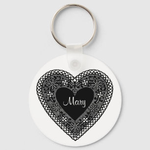 Vintages Spitzenherz Schlüsselanhänger