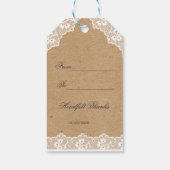 Vintages Spitzenpapier Hochzeitskunst Geschenkanhänger (Rückseite)