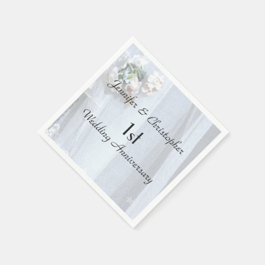 Vintages Spitzenpapier Napkins 1. Hochzeitstag Serviette (Ecke)