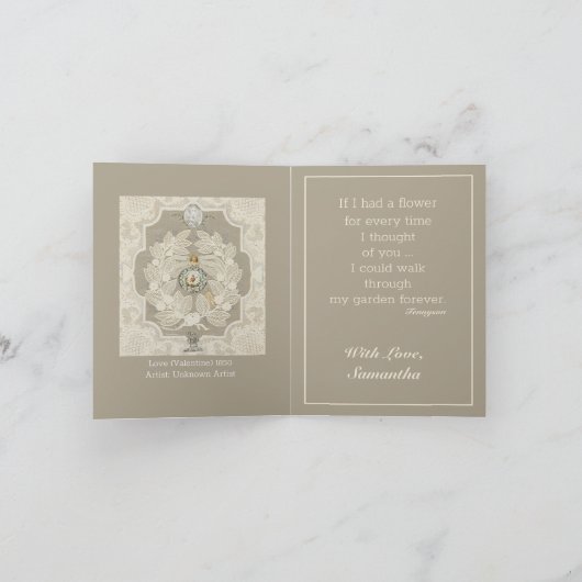 Vintages Spitzenvalentine Feiertagskarte (Innenseite)