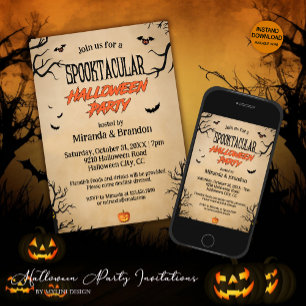 Vintages Spooktakuläres Halloween-Party Einladung