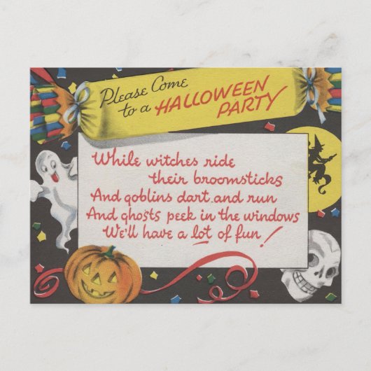 Vintages Spooky Halloween 4 Postkarte (Vorderseite)